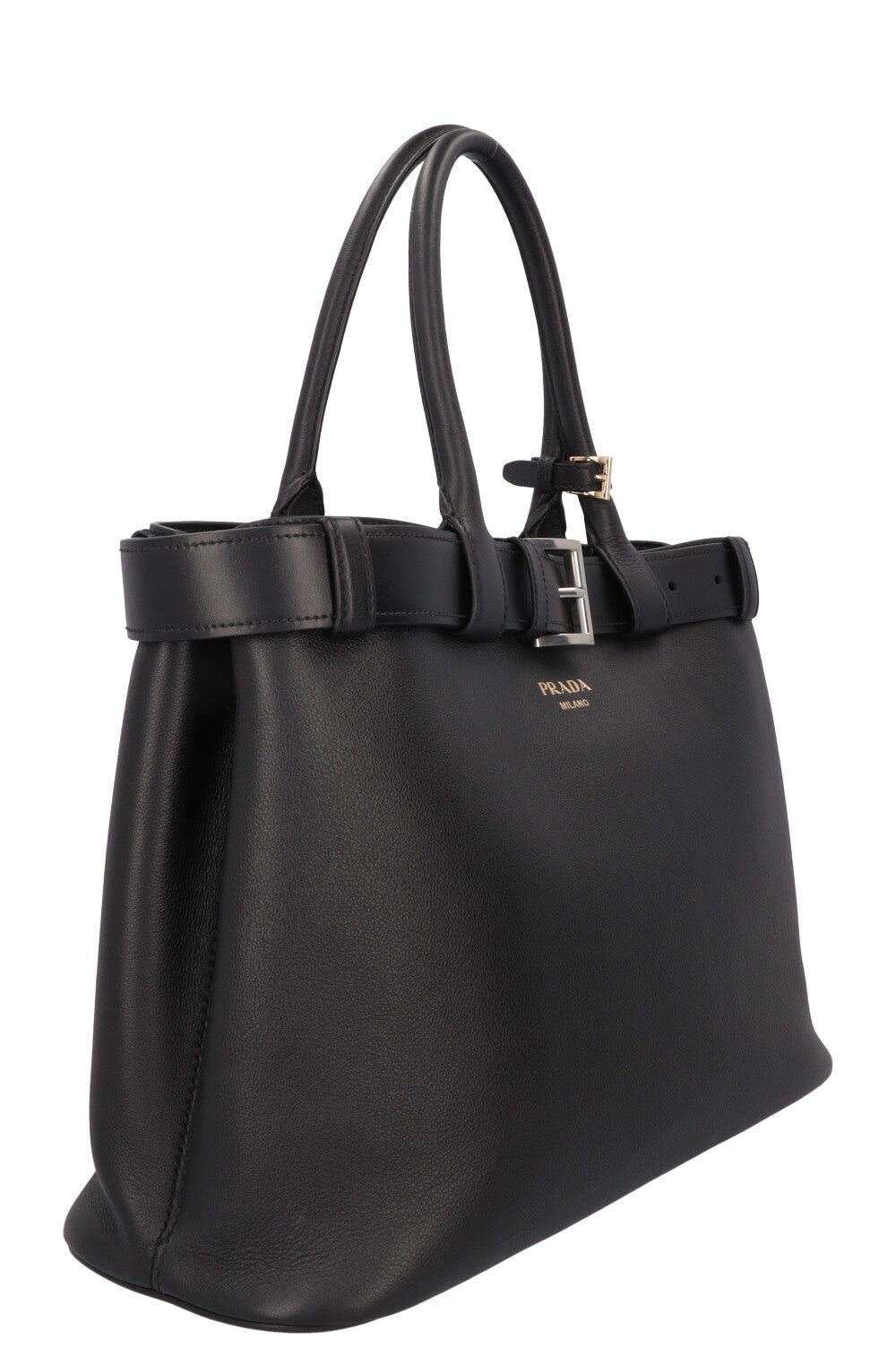 PRADA Large Buckle Belt Bag Leather Black