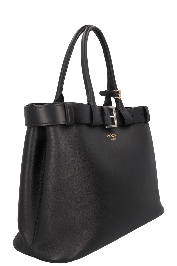 PRADA Large Buckle Belt Bag Leather Black