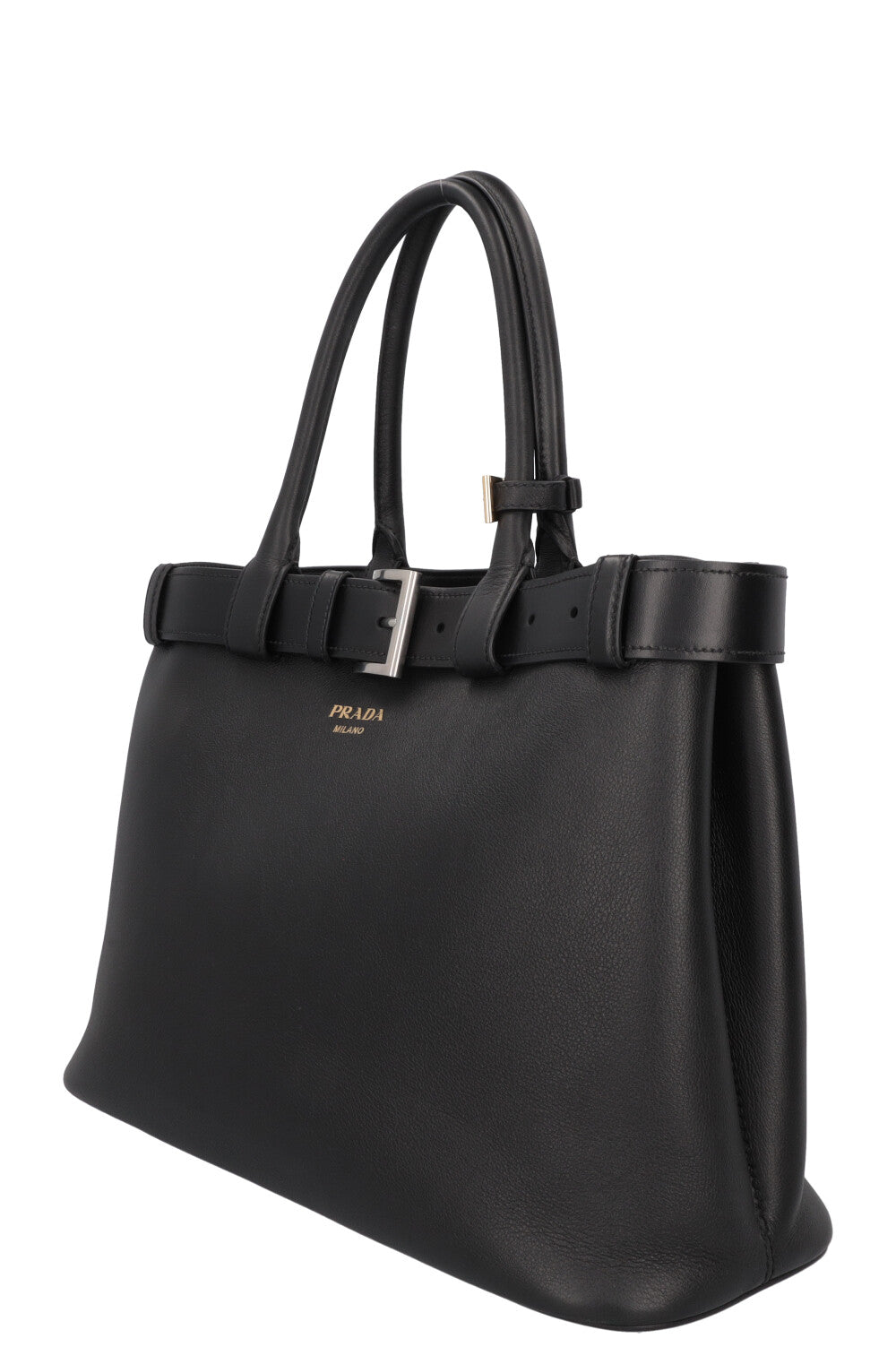 PRADA Large Buckle Belt Bag Leather Black
