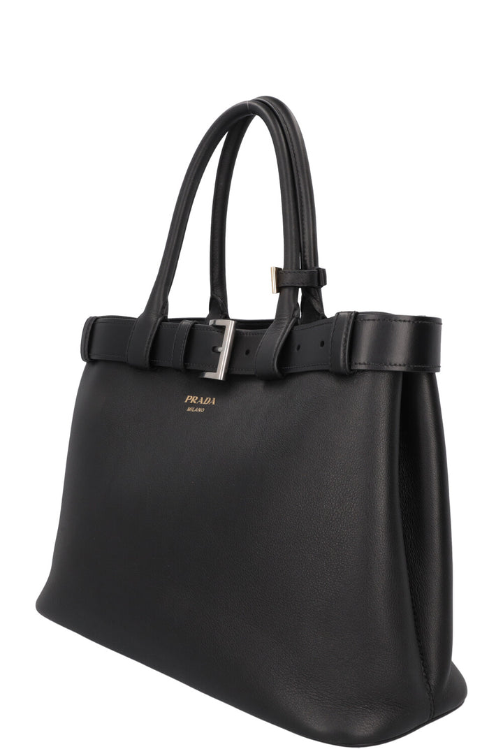 PRADA Large Buckle Belt Bag Leather Black