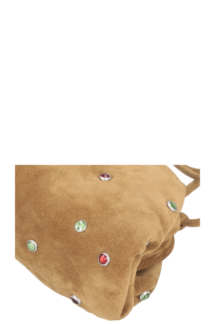 BOTTEGA VENETA Mini Pouch Suede Rhinestone Olive