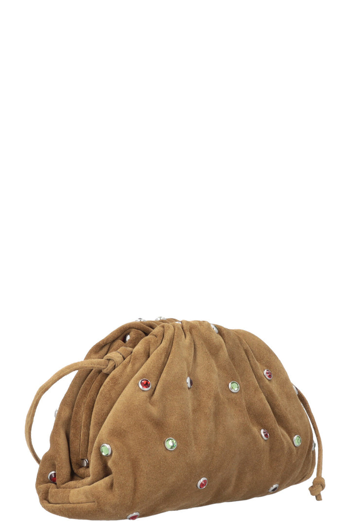 BOTTEGA VENETA Mini Pouch Suede Rhinestone Olive