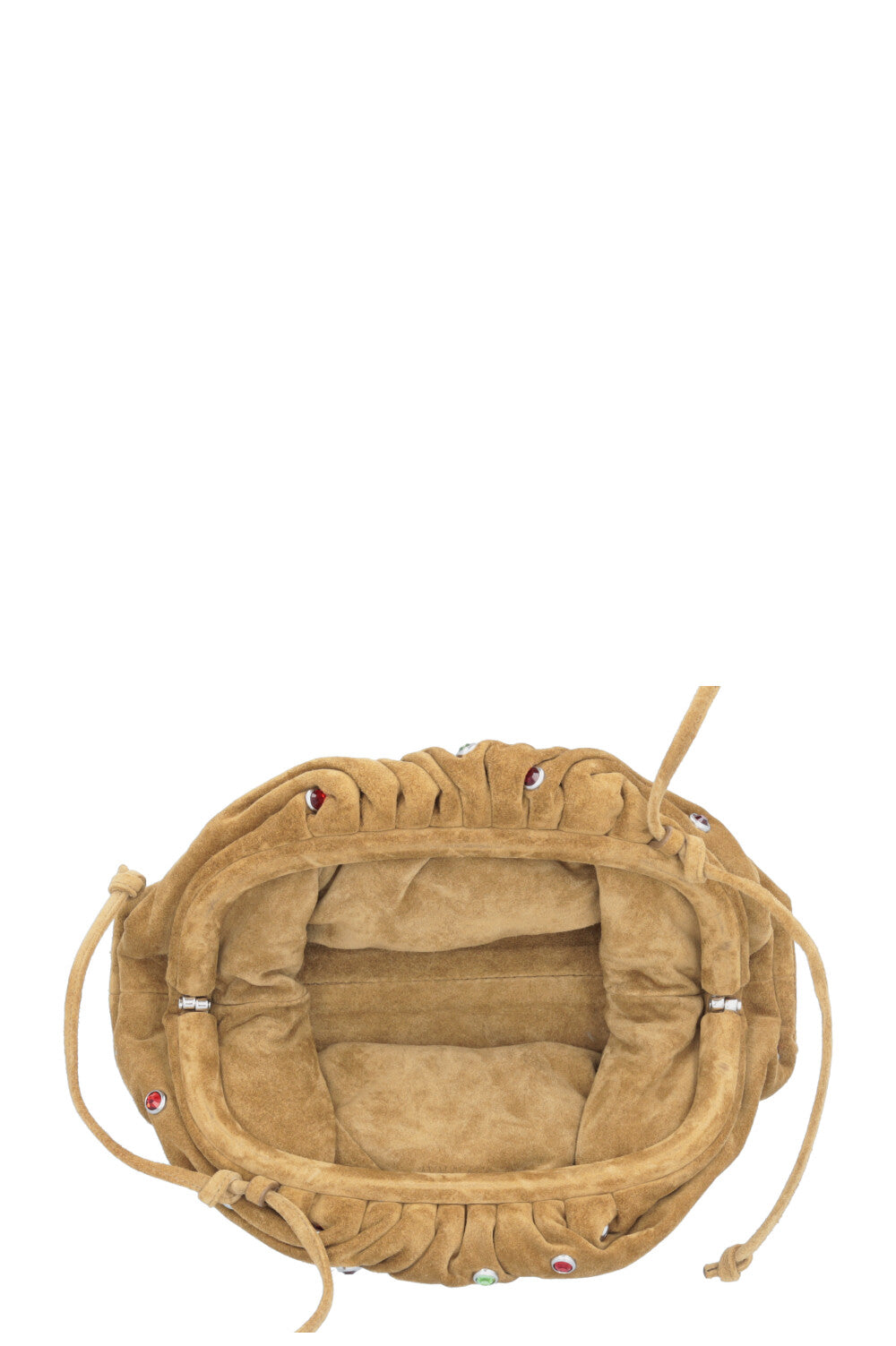 BOTTEGA VENETA Mini Pouch Suede Rhinestone Olive