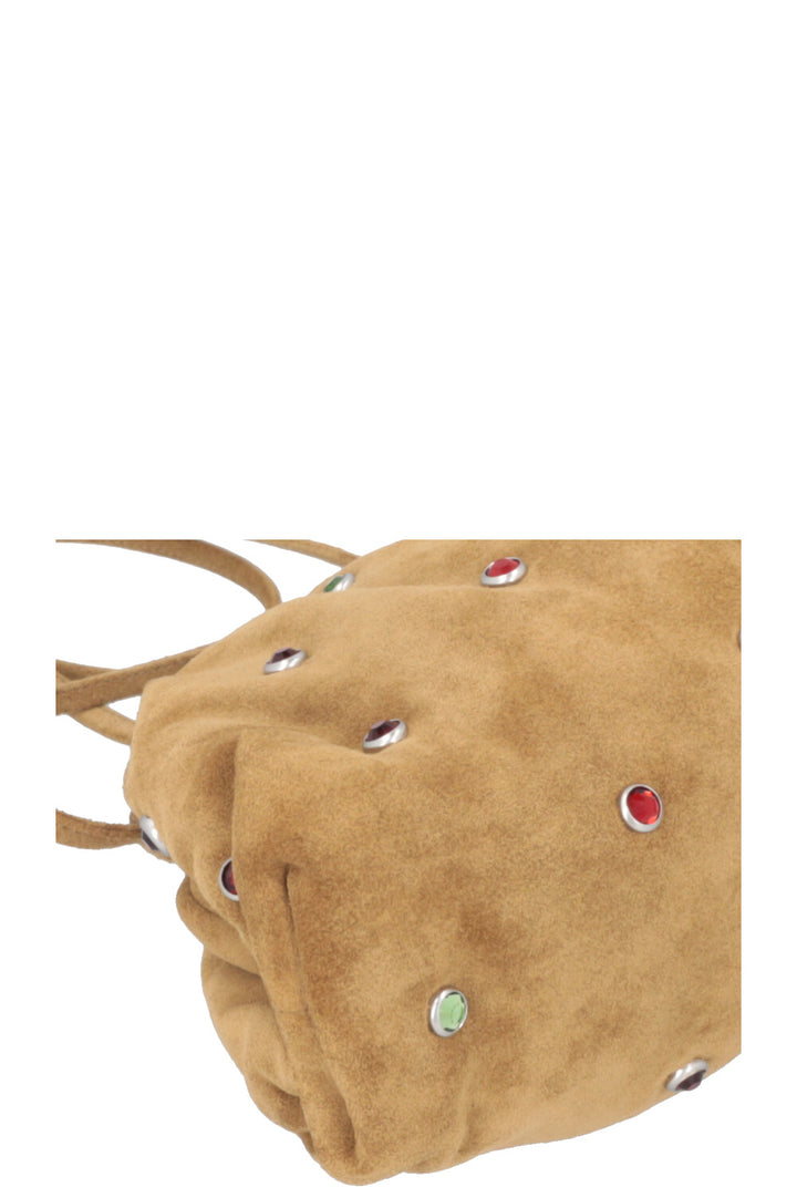 BOTTEGA VENETA Mini Pouch Suede Rhinestone Olive