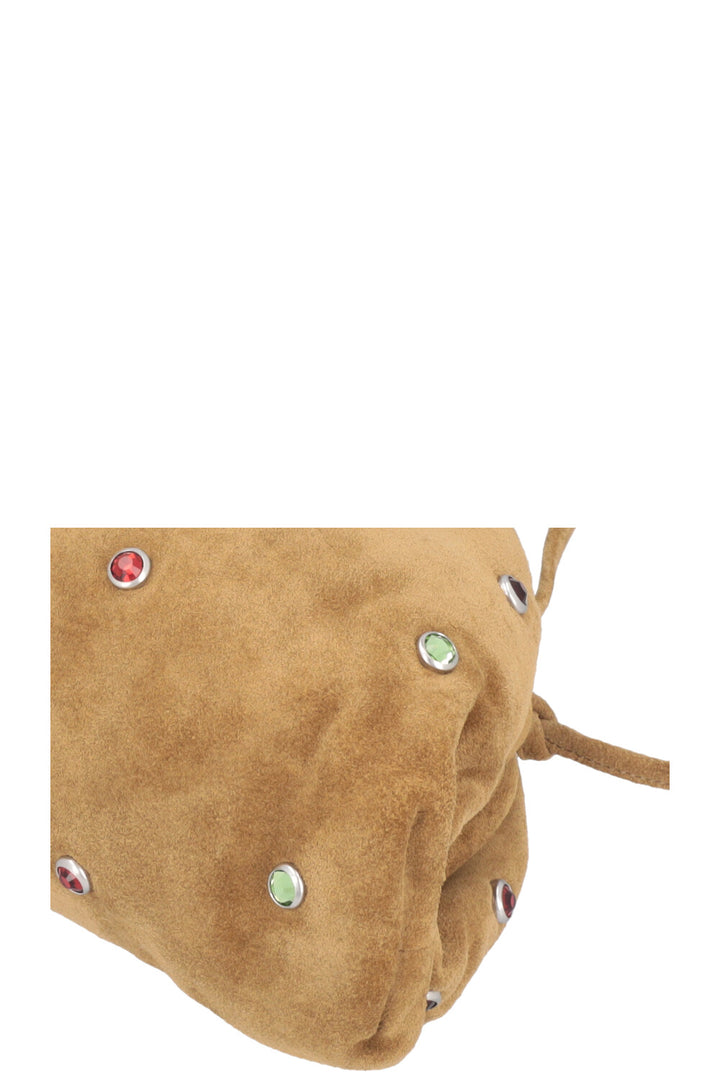 BOTTEGA VENETA Mini Pouch Suede Rhinestone Olive