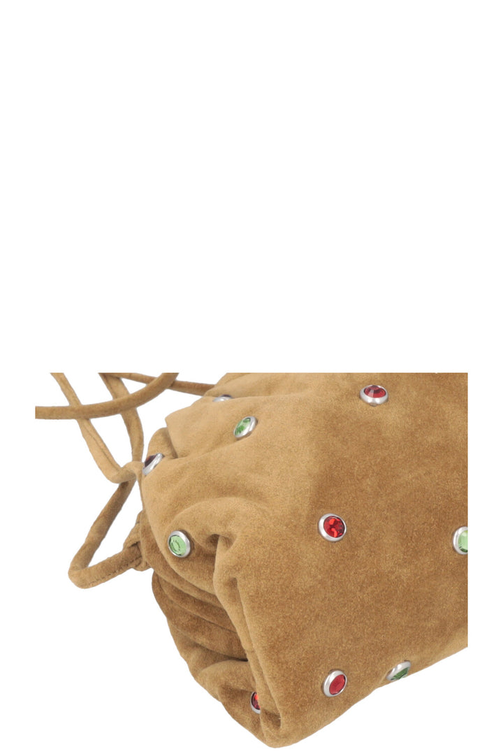 BOTTEGA VENETA Mini Pouch Suede Rhinestone Olive