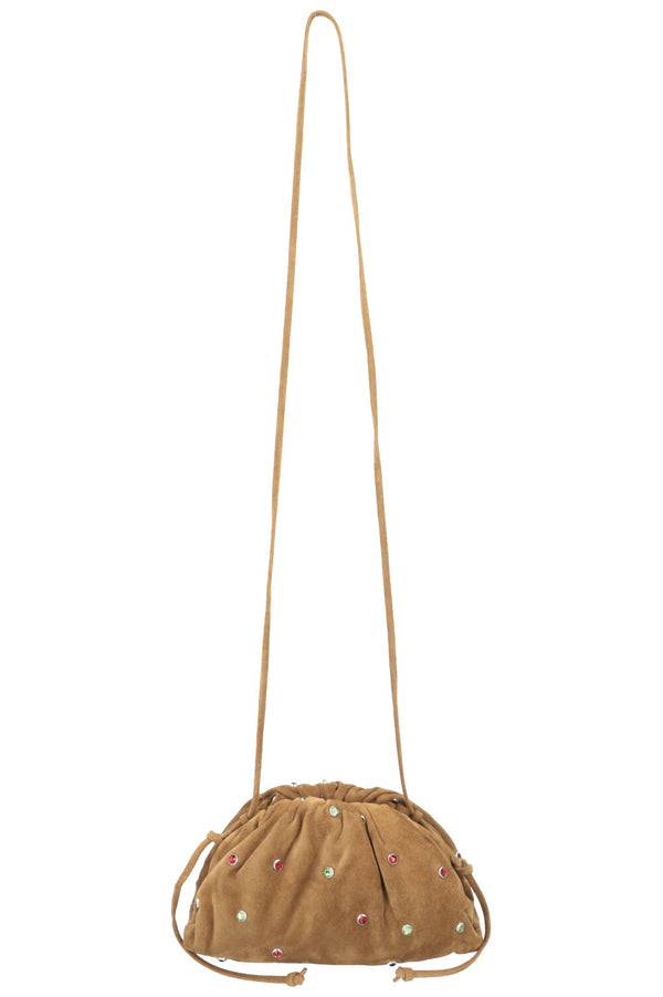 BOTTEGA VENETA Mini Pochette Daim Strass Olive