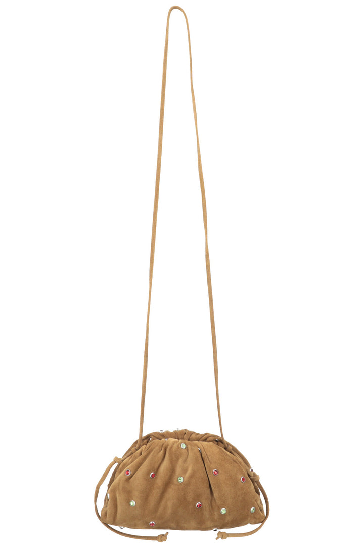 BOTTEGA VENETA Mini Pouch Suede Rhinestone Olive