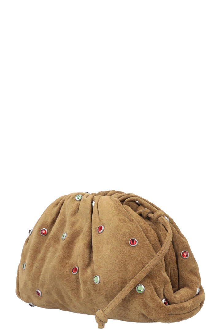 BOTTEGA VENETA Mini Pouch Suede Rhinestone Olive