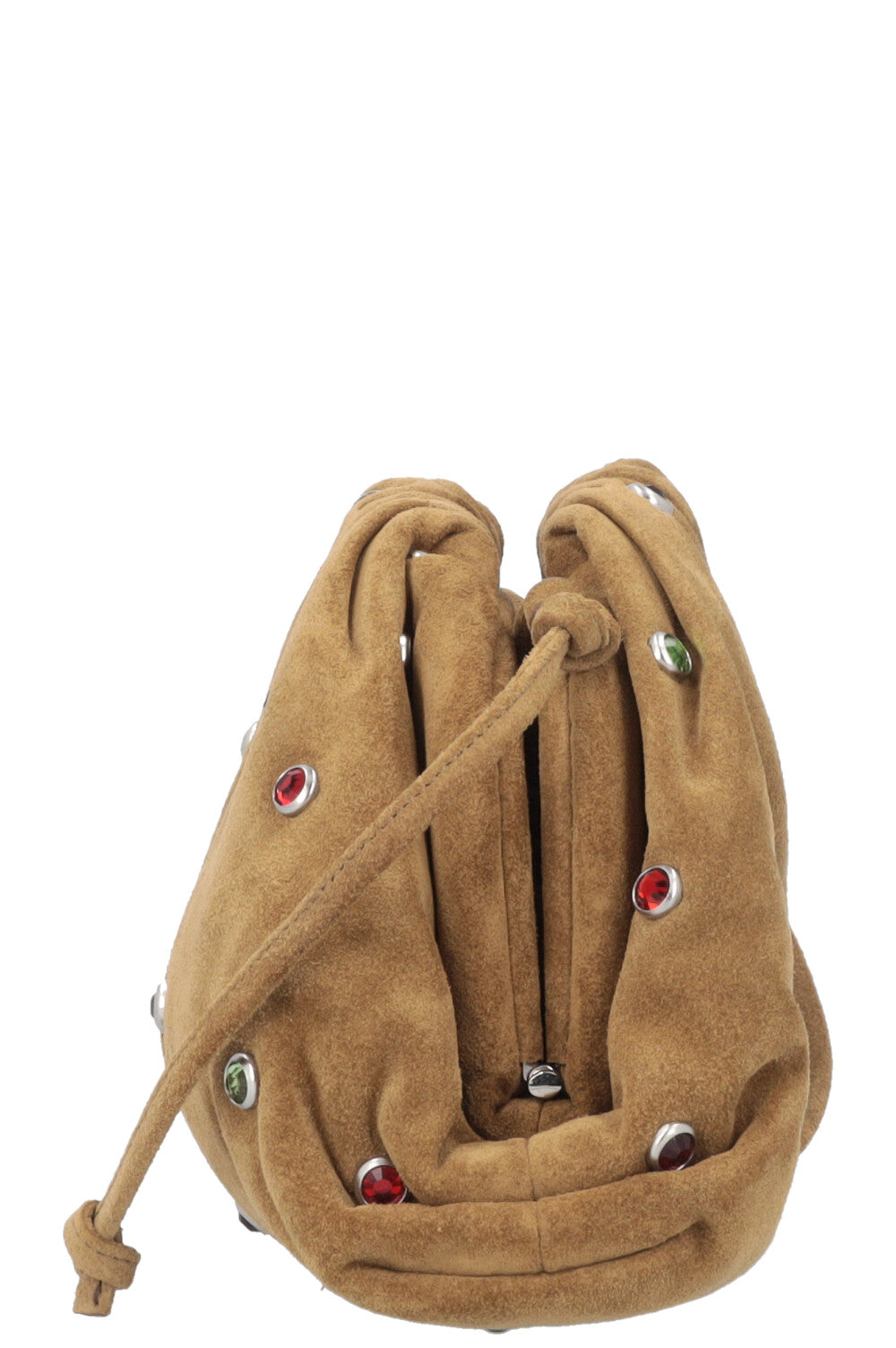 BOTTEGA VENETA Mini Pouch Suede Rhinestone Olive