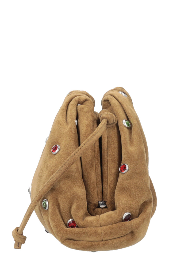 BOTTEGA VENETA Mini Pouch Suede Rhinestone Olive
