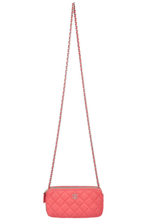 CHANEL WOC Double Zip Around Leather Pink
