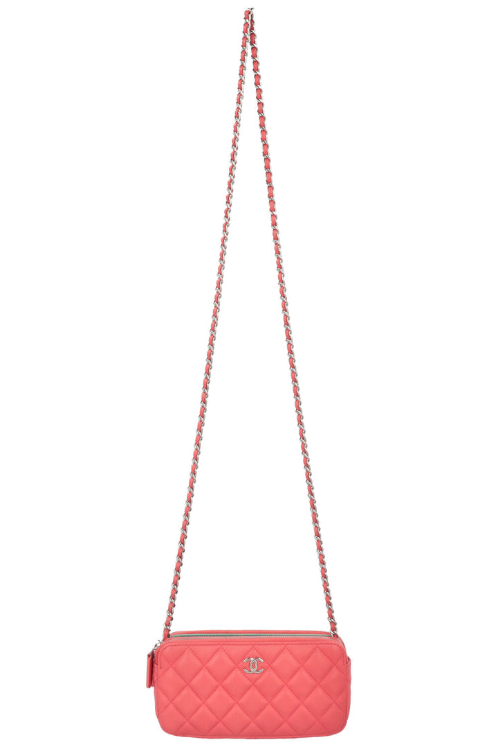 CHANEL WOC Double Zip Around Leather Pink