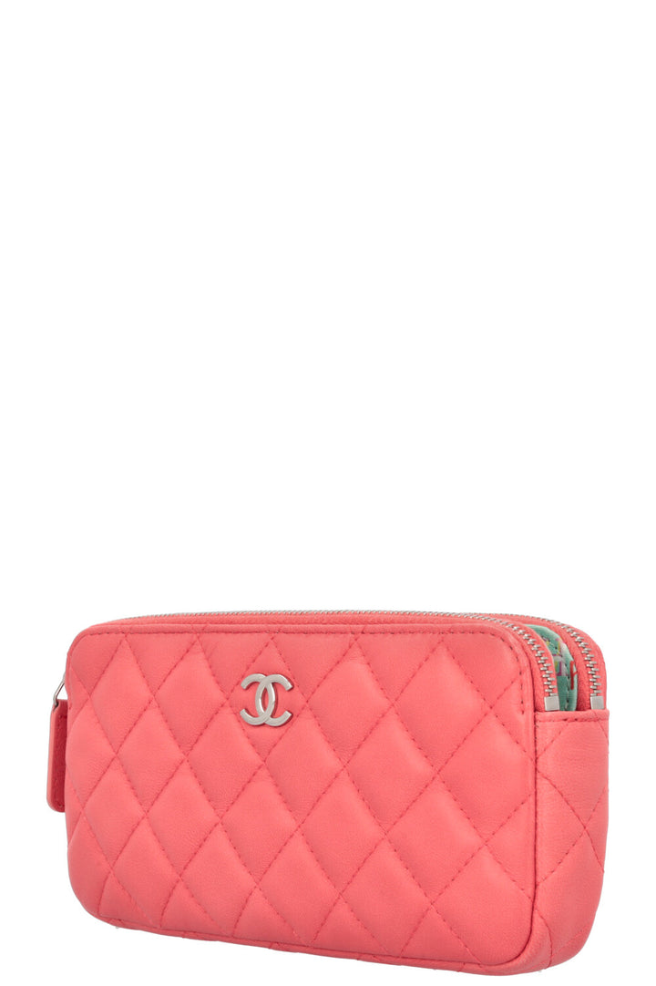 CHANEL WOC Double Zip Around Leather Pink