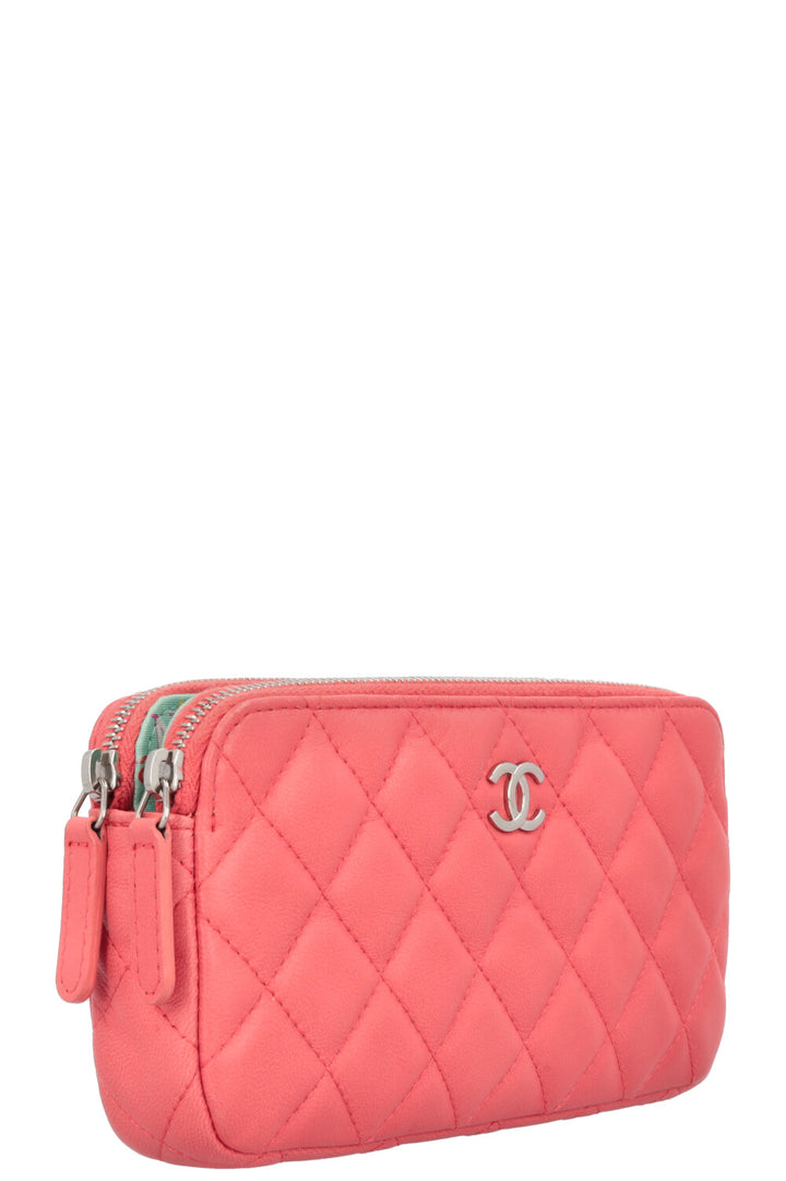 CHANEL WOC Double Zip Around Leather Pink