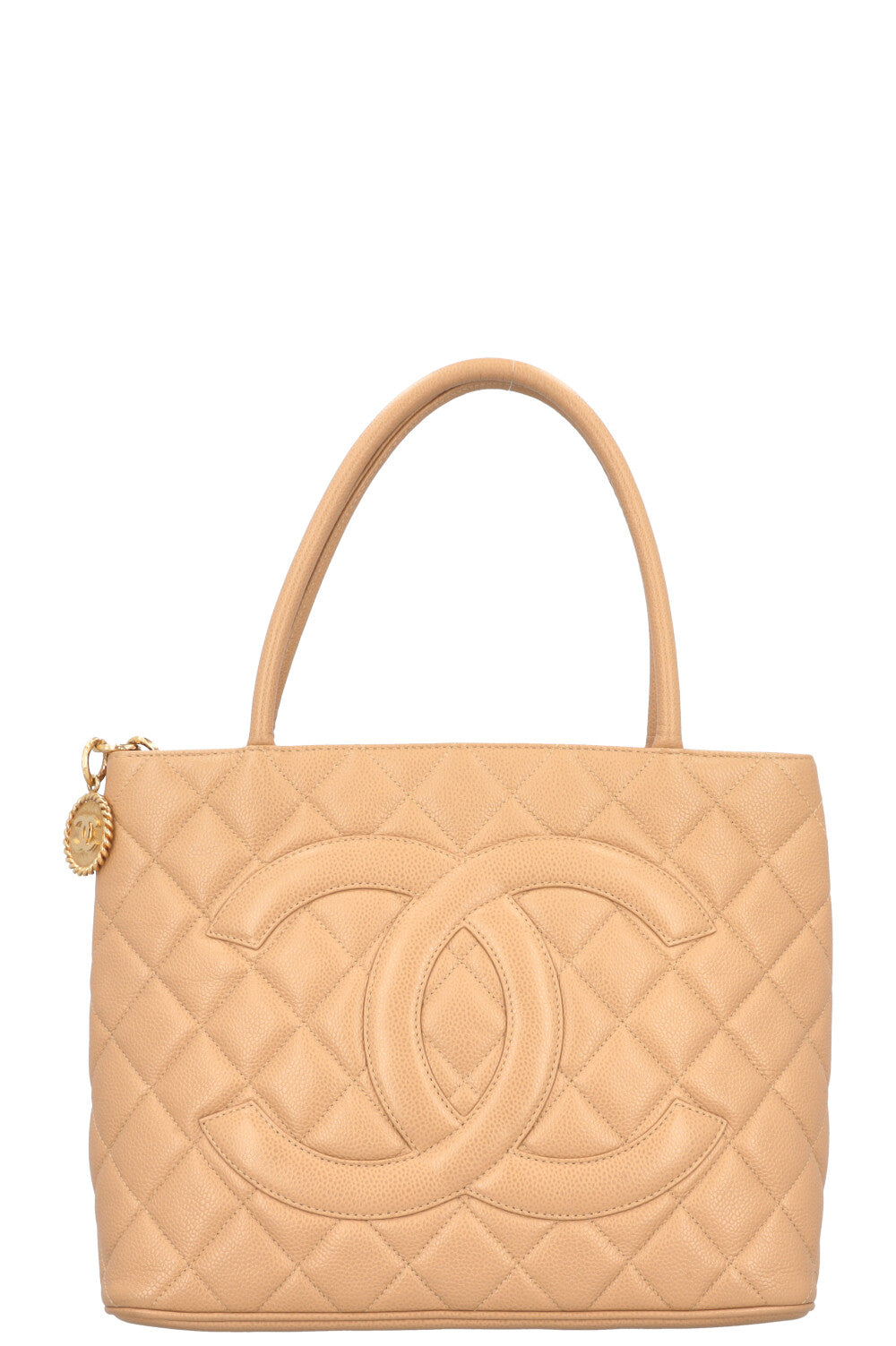 CHANEL Medaillion Tote Caviar Beige Jumbo