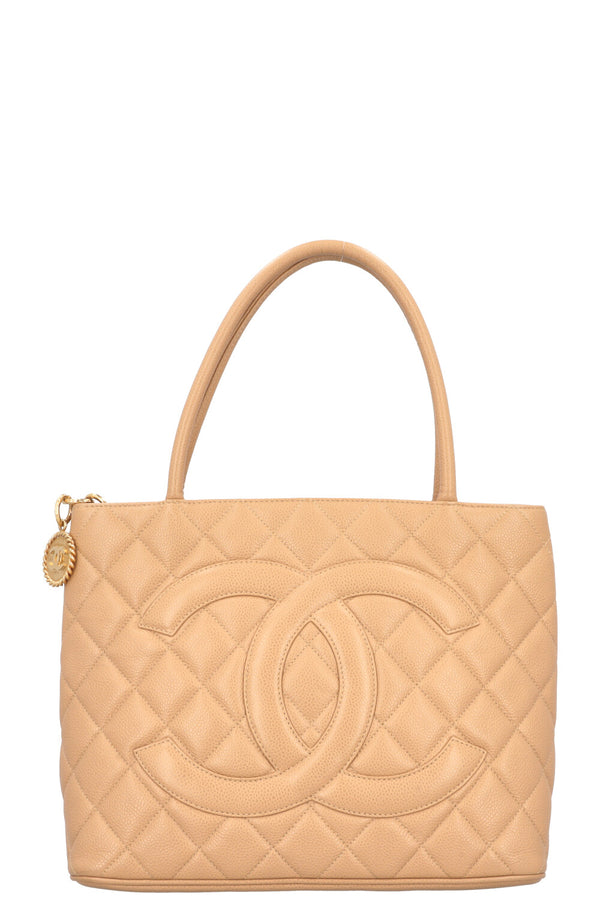 CHANEL Medaillion Tote Caviar Beige Jumbo
