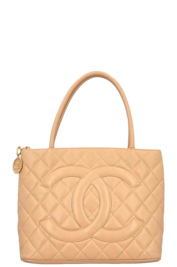 CHANEL Medaillion Tote Caviar Beige Jumbo