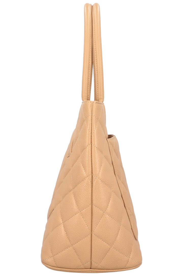 CHANEL Medaillion Tote Caviar Beige Jumbo
