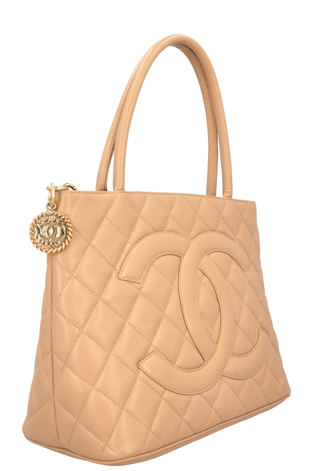 CHANEL Medaillion Tote Caviar Beige Jumbo