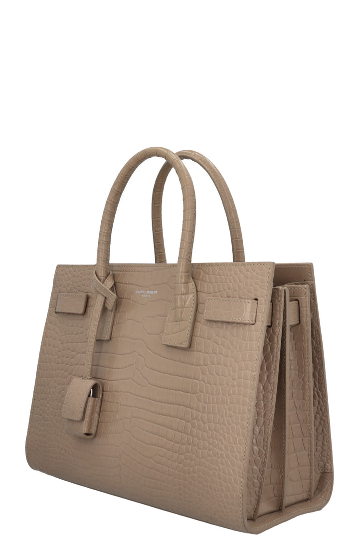 SAINT LAURENT Baby Sac de Jour Croc Embossed Brown