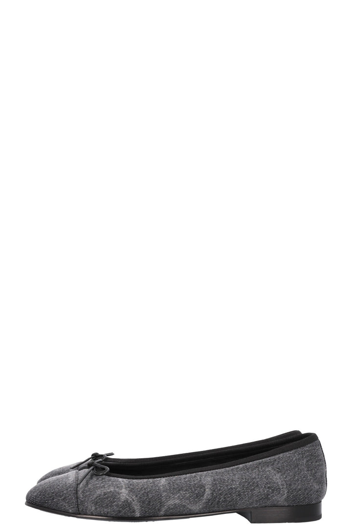 CHANEL Classic Ballet Flats Denim Grey