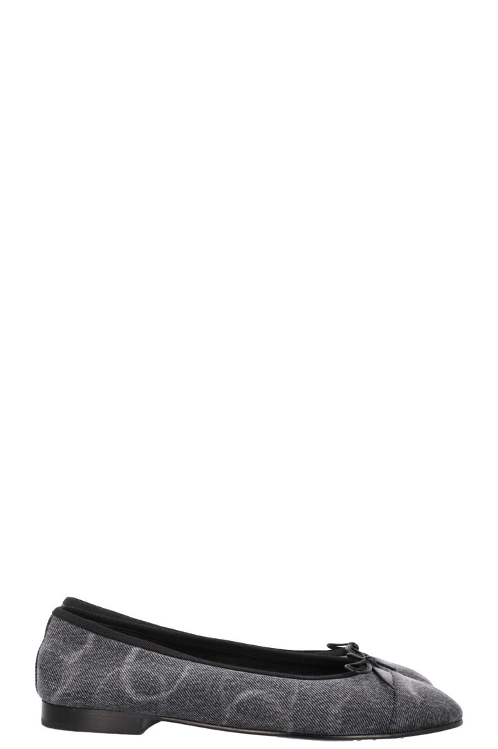 CHANEL Classic Ballet Flats Denim Grey