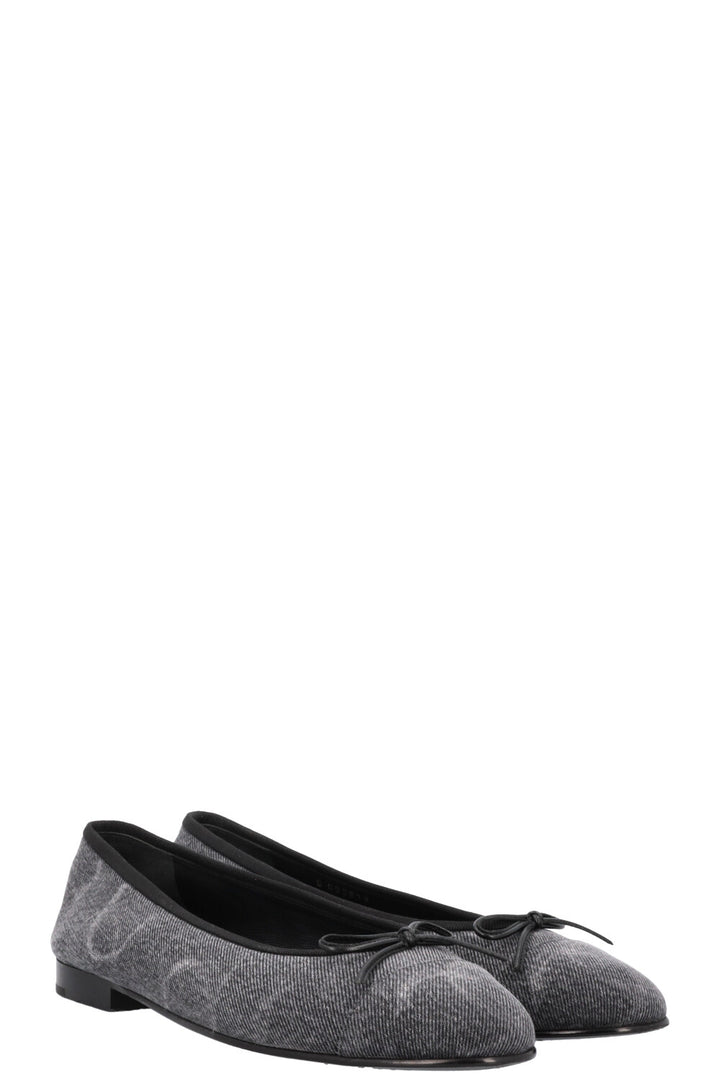 CHANEL Classic Ballet Flats Denim Grey