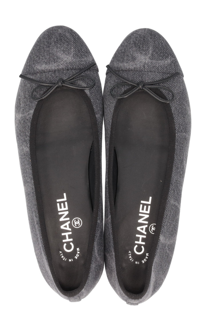 CHANEL Classic Ballet Flats Denim Grey