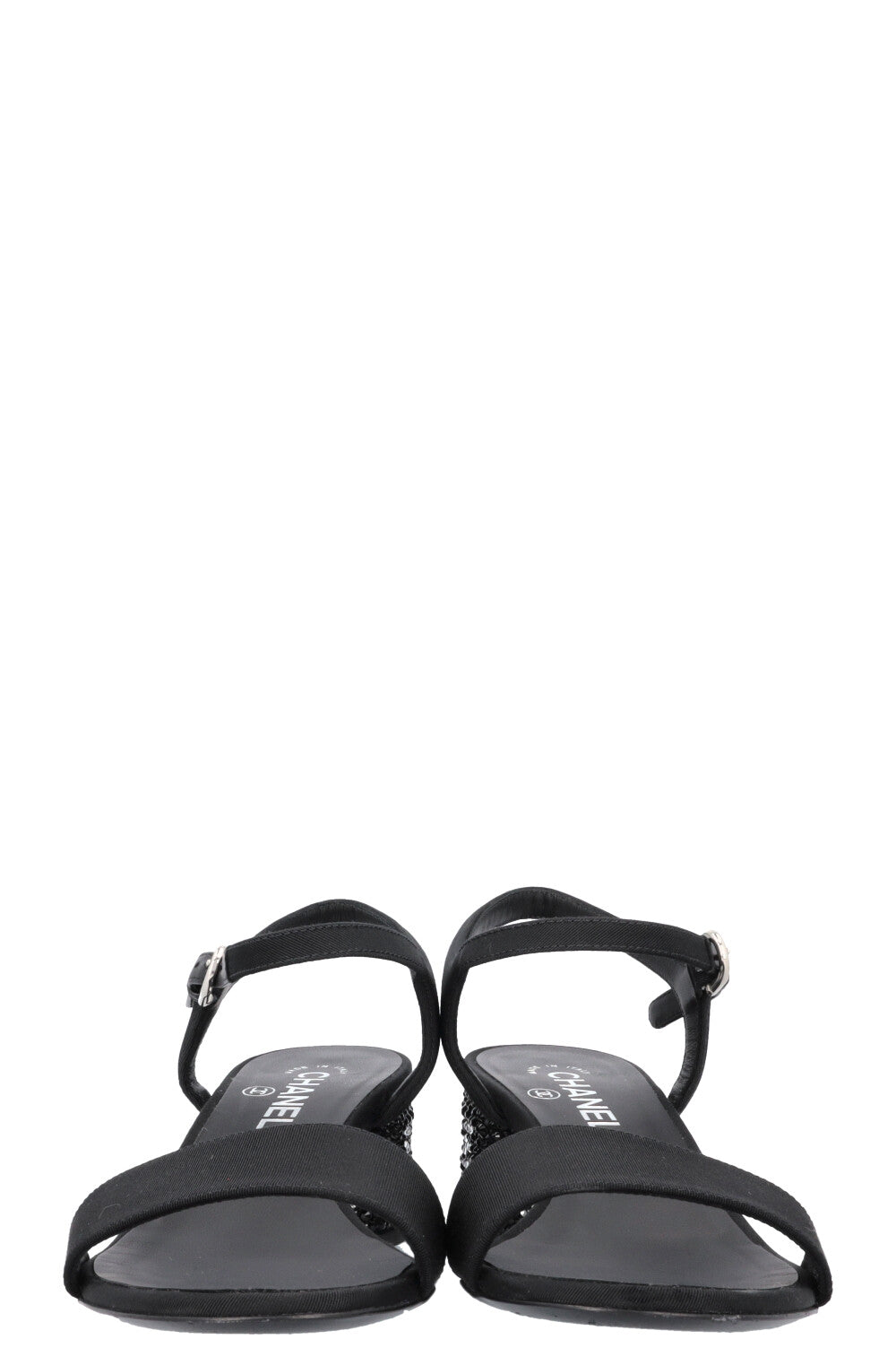CHANEL Crystal Heel Sandals Black 2024