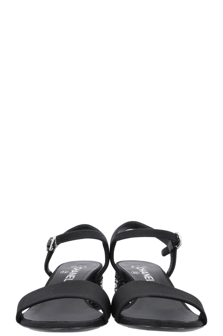 CHANEL Crystal Heel Sandals Black 2024