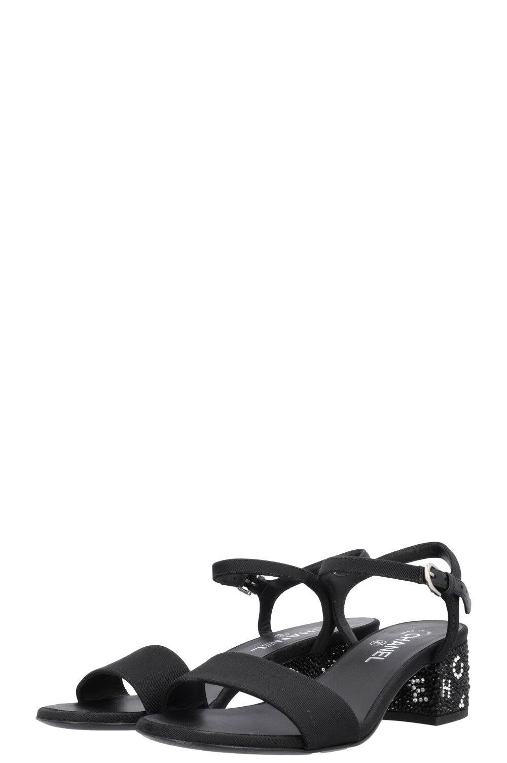 CHANEL Crystal Heel Sandals Black 2024
