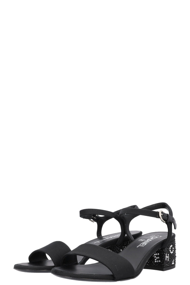 CHANEL Crystal Heel Sandals Black 2024