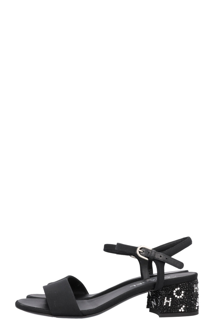 CHANEL Crystal Heel Sandals Black 2024