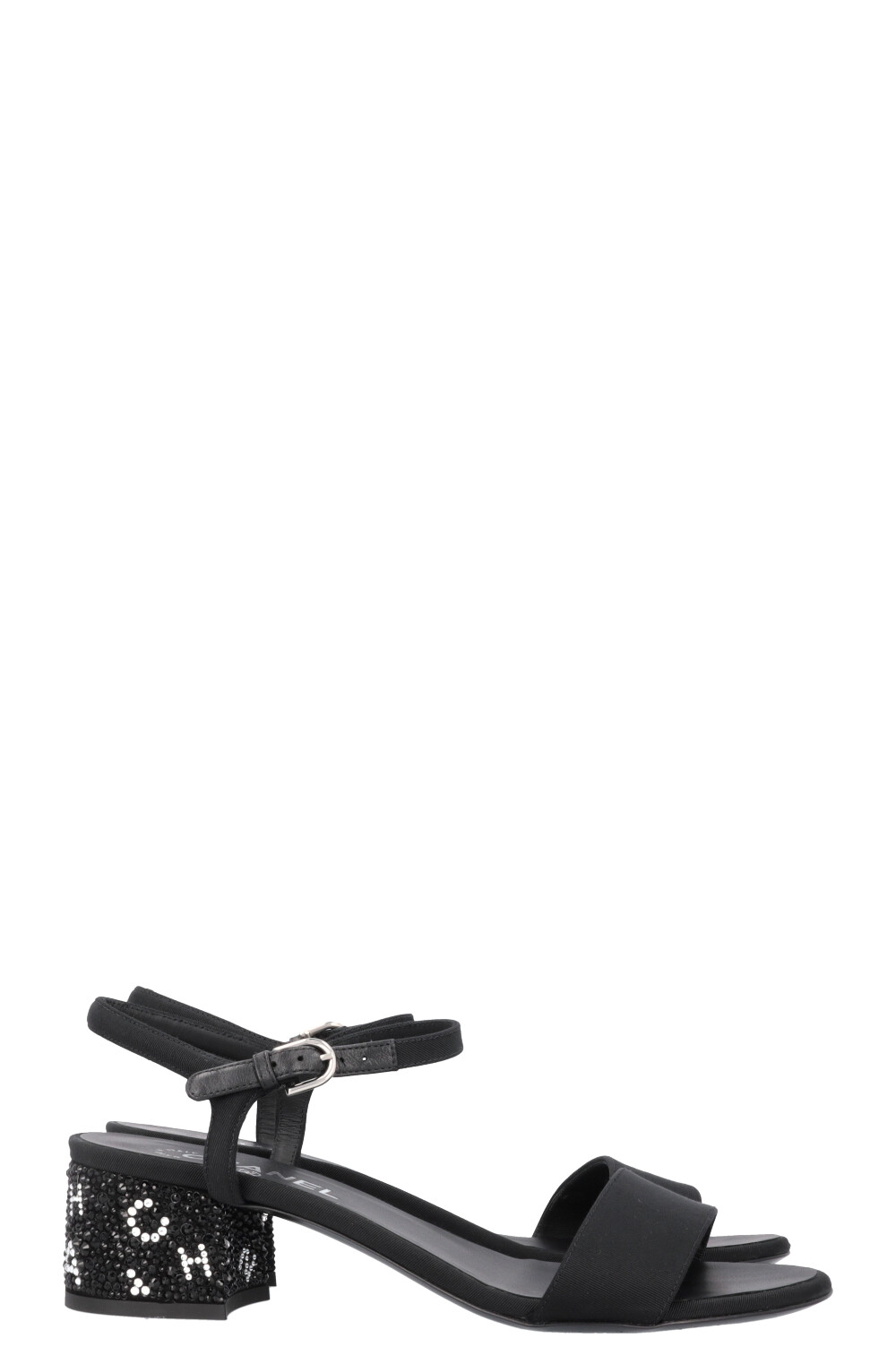 CHANEL Crystal Heel Sandals Black 2024