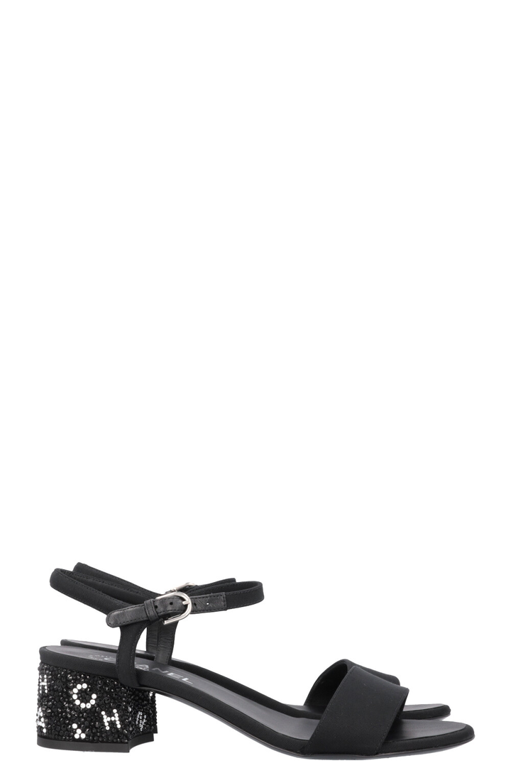 CHANEL Crystal Heel Sandals Black 2024