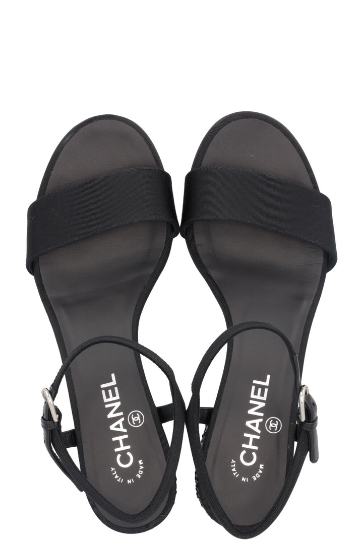 CHANEL Crystal Heel Sandals Black 2024