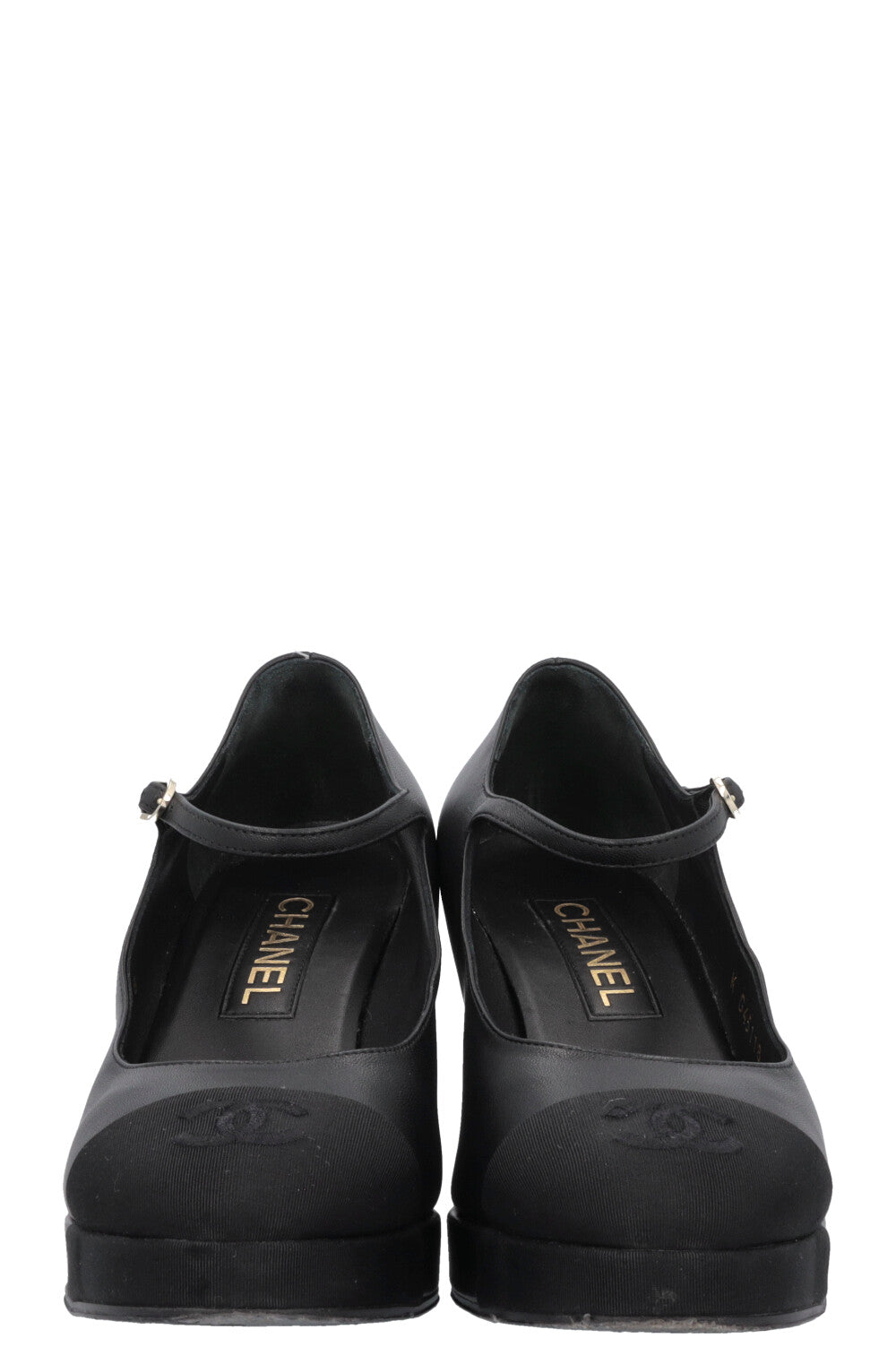 CHANEL Grossgrain CC Plateau Mary Janes Black