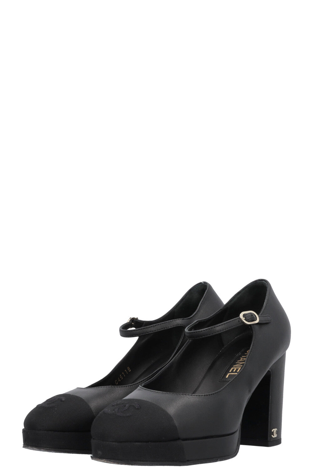 CHANEL Grossgrain CC Plateau Mary Janes Black