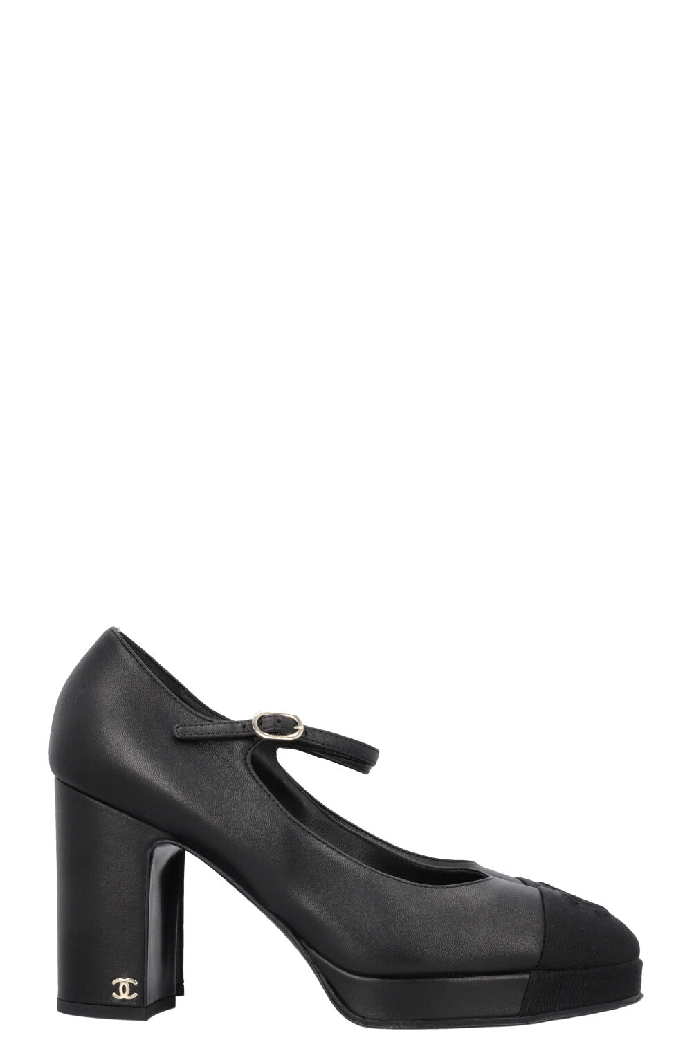 CHANEL Grossgrain CC Plateau Mary Janes Black