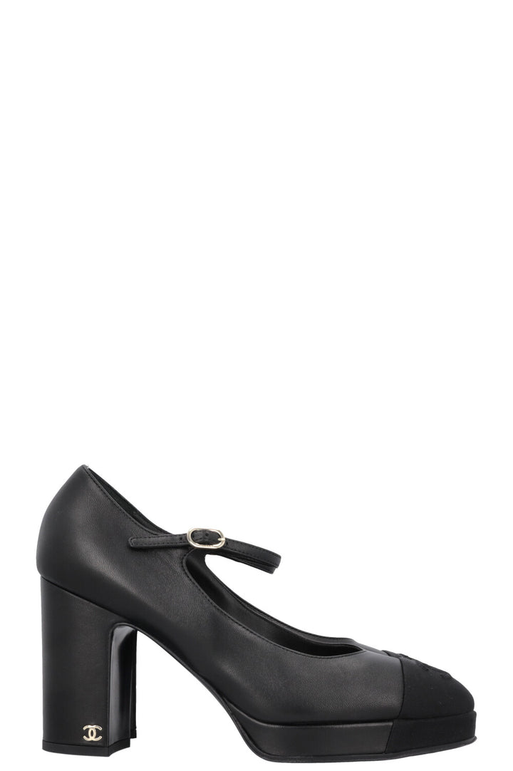 CHANEL Grossgrain CC Plateau Mary Janes Black