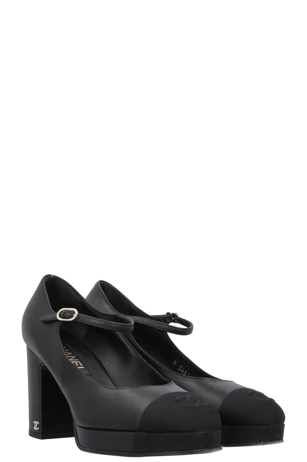 CHANEL Grossgrain CC Plateau Mary Janes Black
