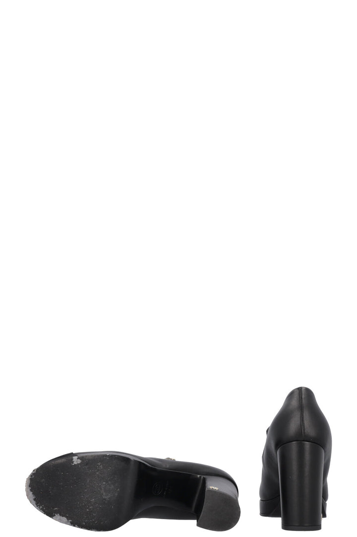 CHANEL Grossgrain CC Plateau Mary Janes Black