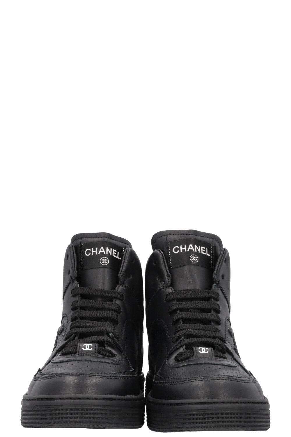 CHANEL High Top Sneaker Black Leather