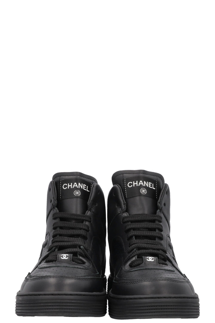 CHANEL High Top Sneaker Black Leather