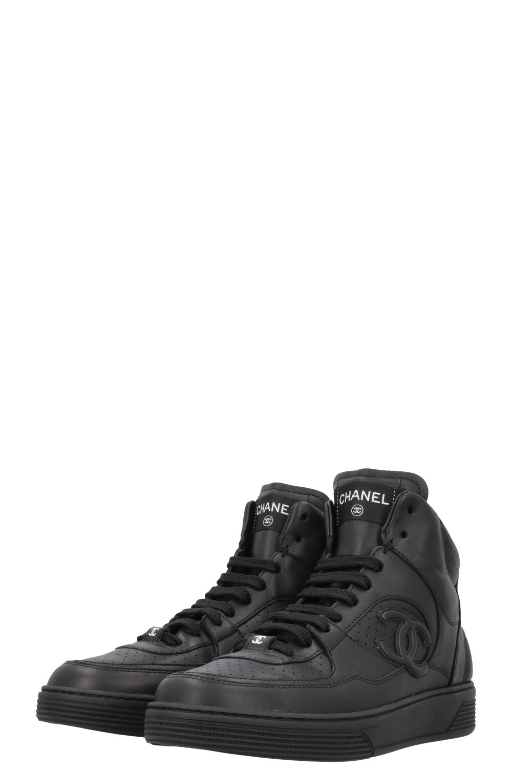 CHANEL High Top Sneaker Black Leather