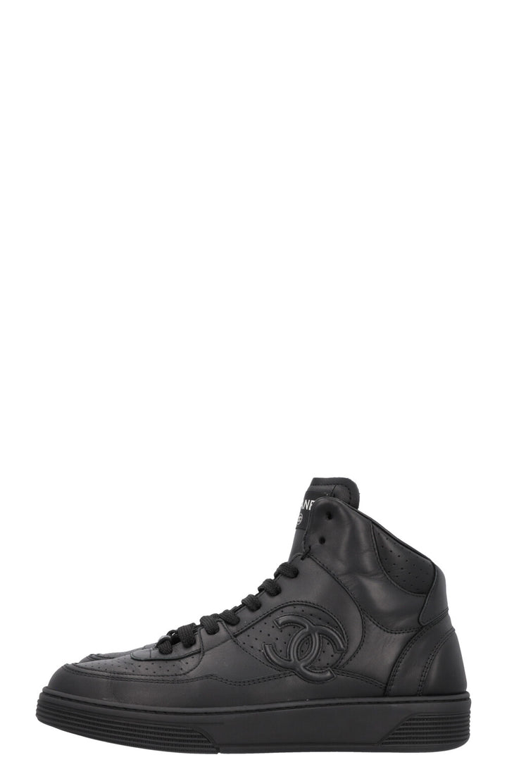 CHANEL High Top Sneaker Black Leather