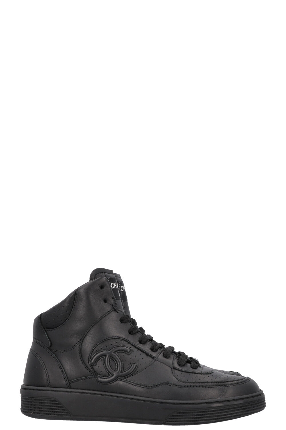 CHANEL High Top Sneaker Black Leather