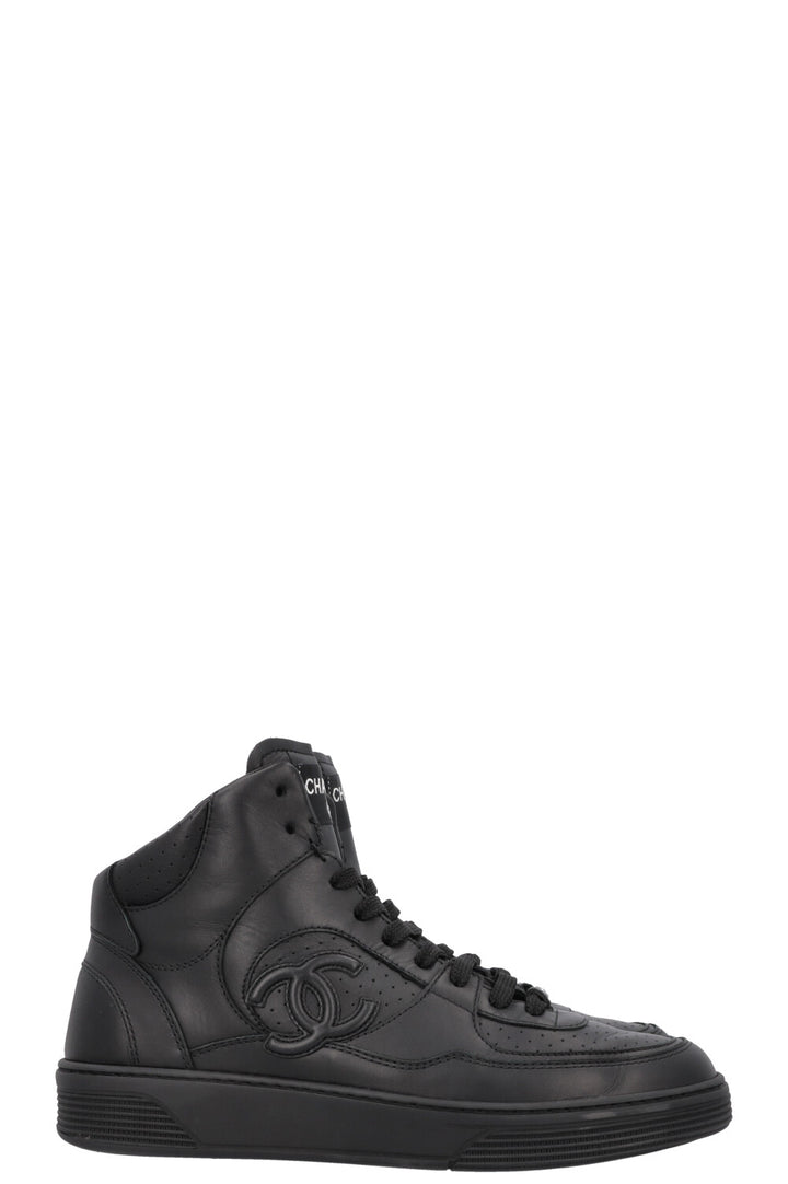 CHANEL High Top Sneaker Black Leather