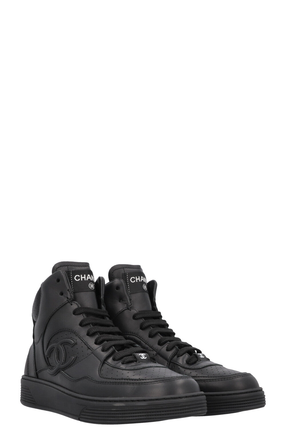 CHANEL High Top Sneaker Black Leather